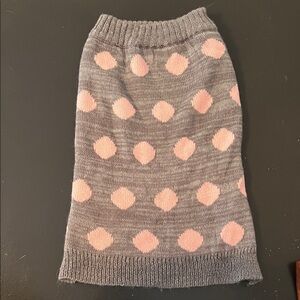 Gray and Pink Polka Dot Dog Sweater